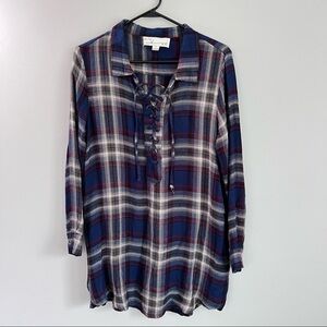 Vintage Havana plaid flannel long sleeve dress Small